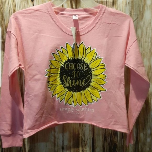 ✅ Simply Southern Sunflower Shortie Crop Tee SMALL - Picture 1 of 1